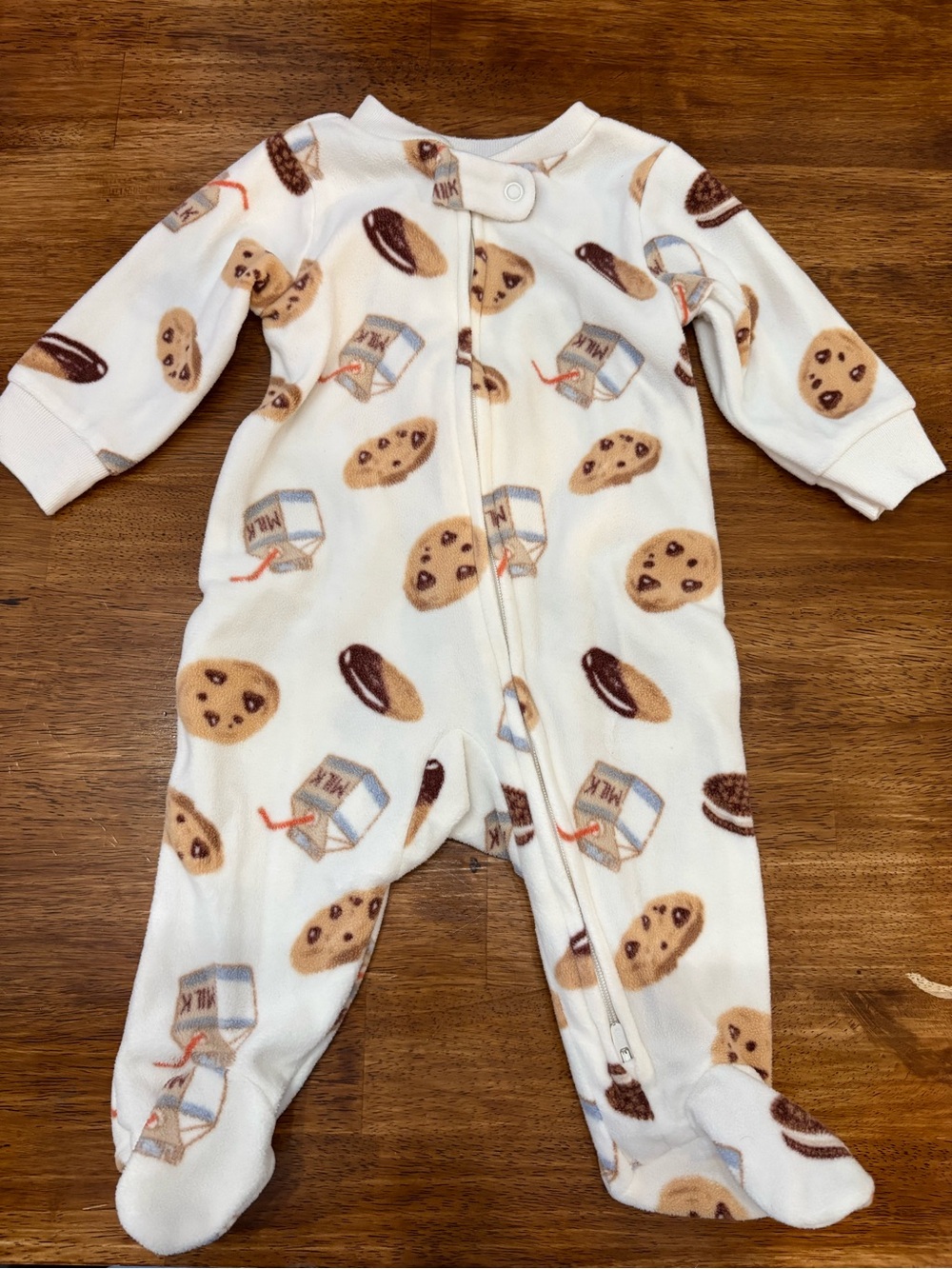 Carter's White Fleece Cookie & Milk Baby Footie